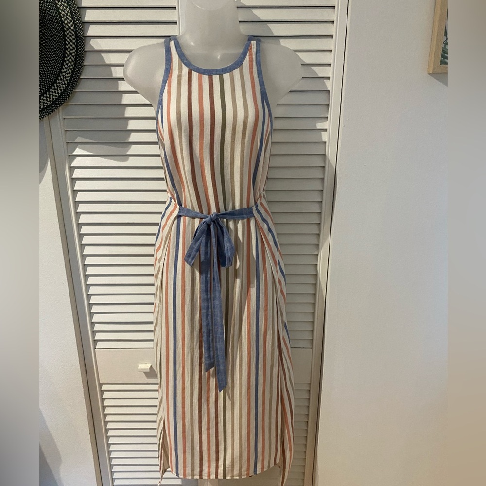 BCBGMaxAzria Pastel Striped Tie Front dress.